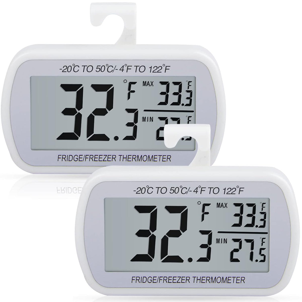 AEVETE Waterproof Digital Refrigerator Freezer Thermometer Large LCD