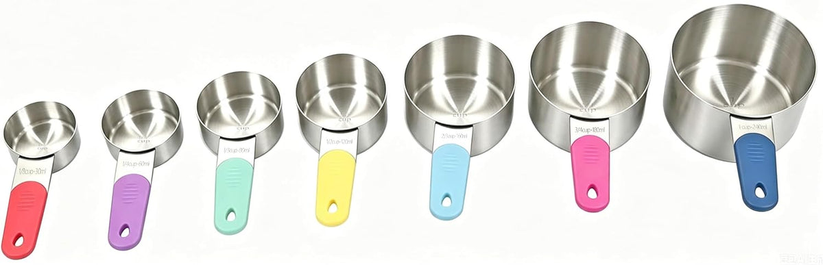 Magnetic Handles Stainless Steel Measuring Cups, Black, Kitchen Gadgets for Measure Liquid and Dry Ingredients, Cooking & Baking