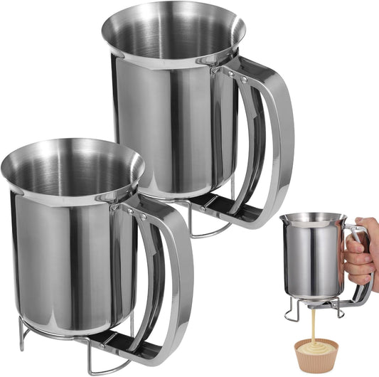 2Pcs 27oz Stainless Steel Batter Dispenser, Baking Cupcake DIY Kitchen Tool