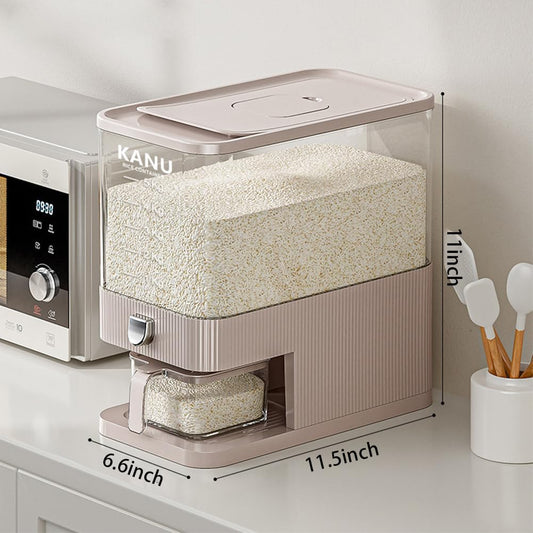 Rice Dispenser 22 Lbs,Sealed Rice Storage Container with Measuring Cup Moisture Proof,Large Cereal Dispenser Dry Food Storage Container Bins for Grains,Flour,Corn,Pet Food