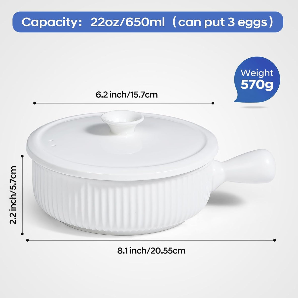 EliteVibe Ceramic Microwave Egg Cooker, Scrambled Egg Maker, White
