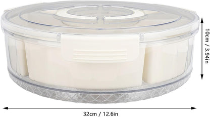 Divided Serving Tray with Lid & Handle, Plastic Portable Food Storage Container Snack Platters Divided Serving Platter with 6 Compartments for Fruit Snack Candy, Nut