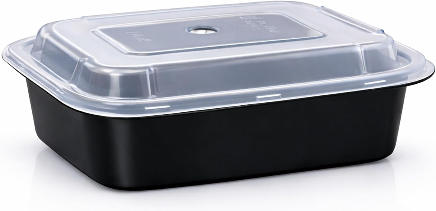4U'LIFE 28 oz [Pack of 12] 2-Compartment Meal Prep Containers, Bento Boxes With Clear Lids