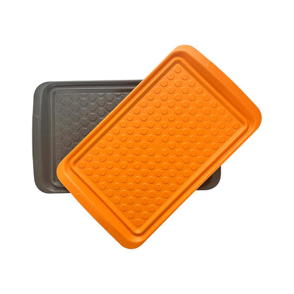 Outset Grill Prep Trays, Set of 2 Small Trays, 10.5" x 10.5", Orange and Black