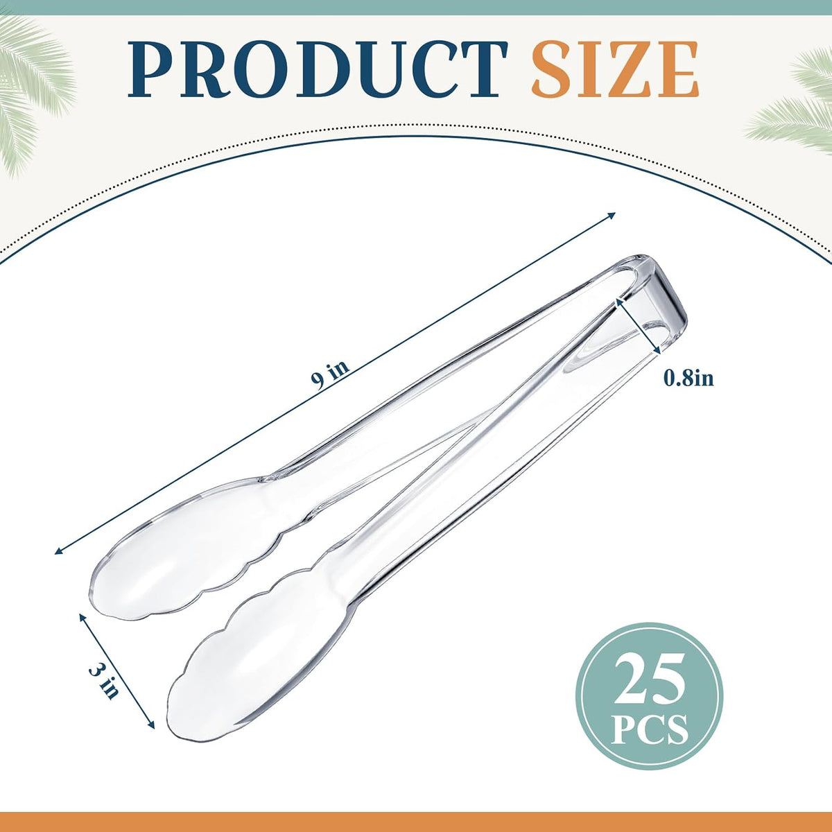 Plastic Tongs, 9 Inch Disposable Serving Tongs,Black