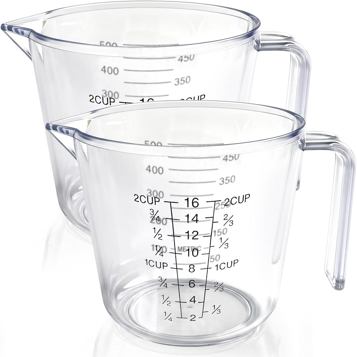 2Pcs 2 Cup Plastic Measuring Cup,Plastic Liquid Measuring Cups for Baking,Cooking,Mixing