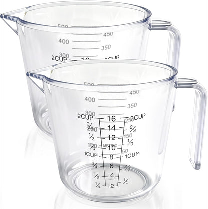 2Pcs 2 Cup Plastic Measuring Cup,Plastic Liquid Measuring Cups for Baking,Cooking,Mixing