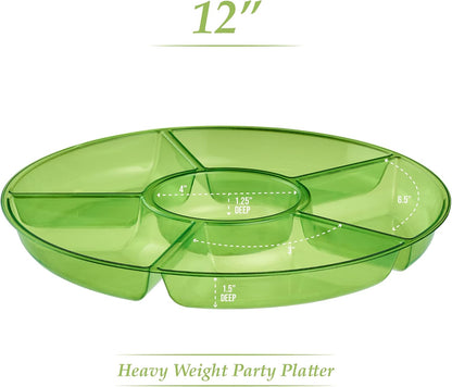 Plasticpro 6 Sectional Round Plastic Serving Tray/Platter (4, Clear)