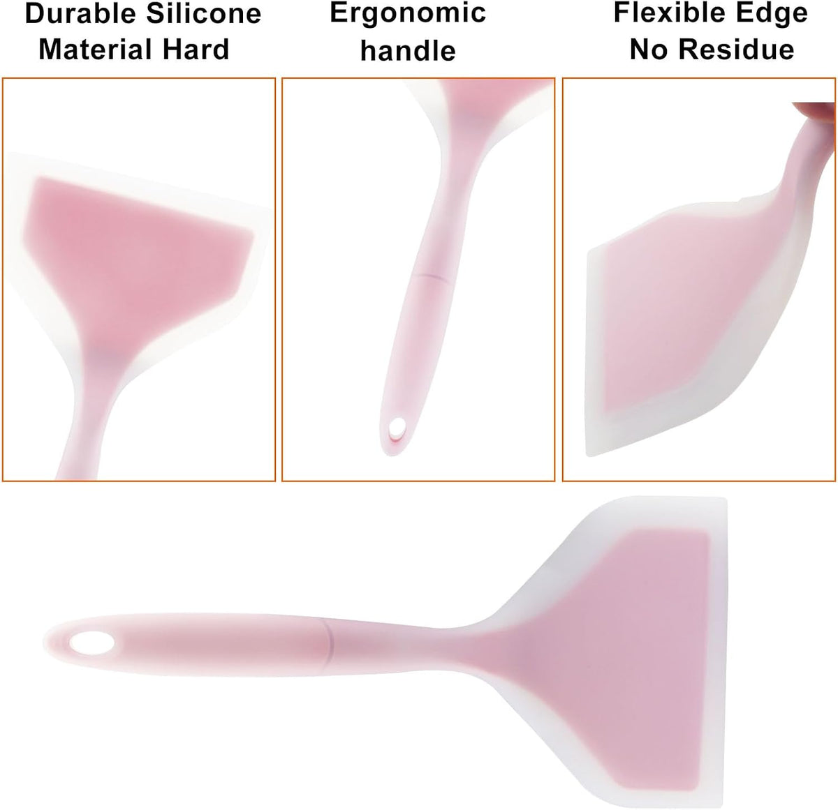 Hitefu 2 Pcs Silicone Spatula Turner, Green & Pink