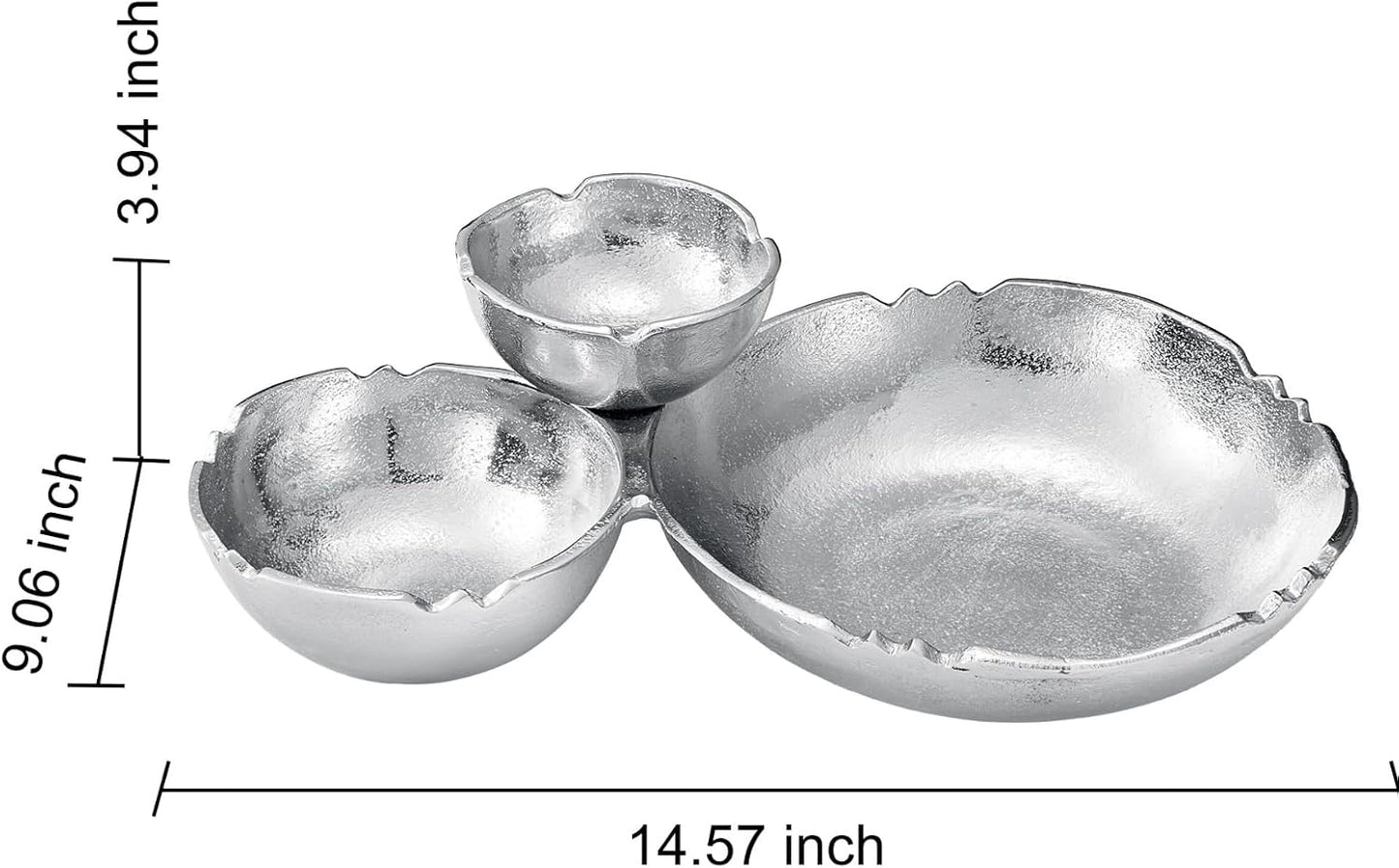 9 Cluster Decorative Bowls Bright Gold Brass Snack Tray Bowl Chip & Dip Serving Piece Strong Brass Centerpiece Beautiful Room Accent & Entertaining Parties Home Decor Wedding Gifts 22 Inch Decorative