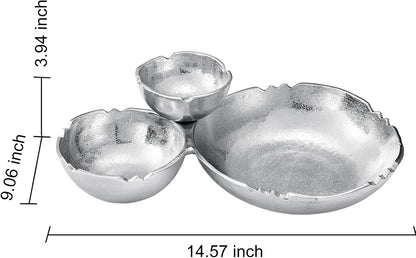 9 Cluster Decorative Bowls Bright Gold Brass Snack Tray Bowl Chip & Dip Serving Piece Strong Brass Centerpiece Beautiful Room Accent & Entertaining Parties Home Decor Wedding Gifts 22 Inch Decorative