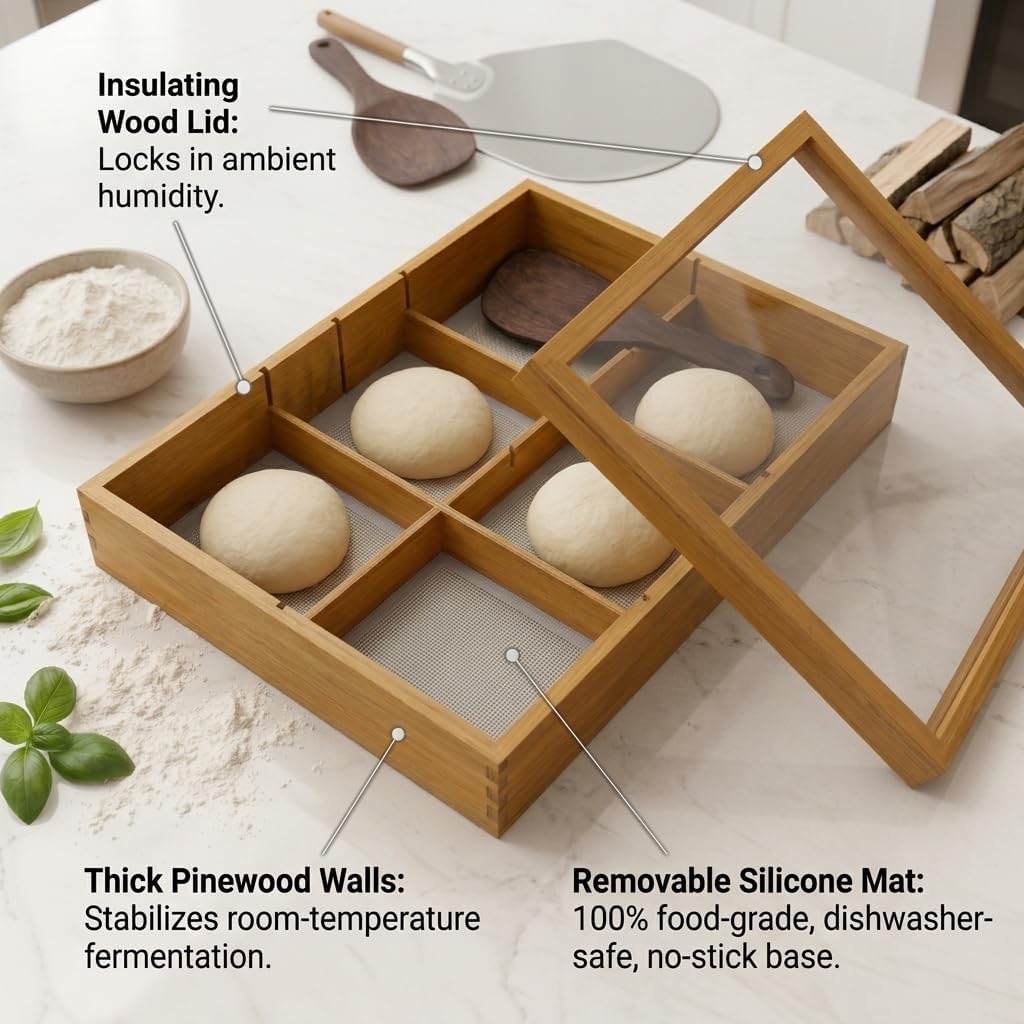 Pizza Dough Proofing Box • Dough Proofing container with lid • 6 Sections