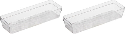 Oggi Clear Drawer Organizer - 3" X 12.5" - Ideal for Organizing Kitchen Drawers, Office, Desk, Silverware, Kitchen Utensils, Cosmetics and Bathrooms