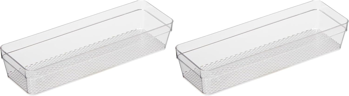 Oggi Clear Drawer Organizer - 3" X 12.5" - Ideal for Organizing Kitchen Drawers, Office, Desk, Silverware, Kitchen Utensils, Cosmetics and Bathrooms