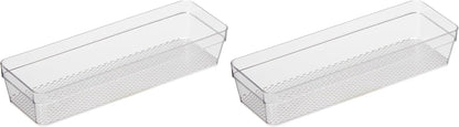 Oggi Clear Drawer Organizer - 3" X 12.5" - Ideal for Organizing Kitchen Drawers, Office, Desk, Silverware, Kitchen Utensils, Cosmetics and Bathrooms
