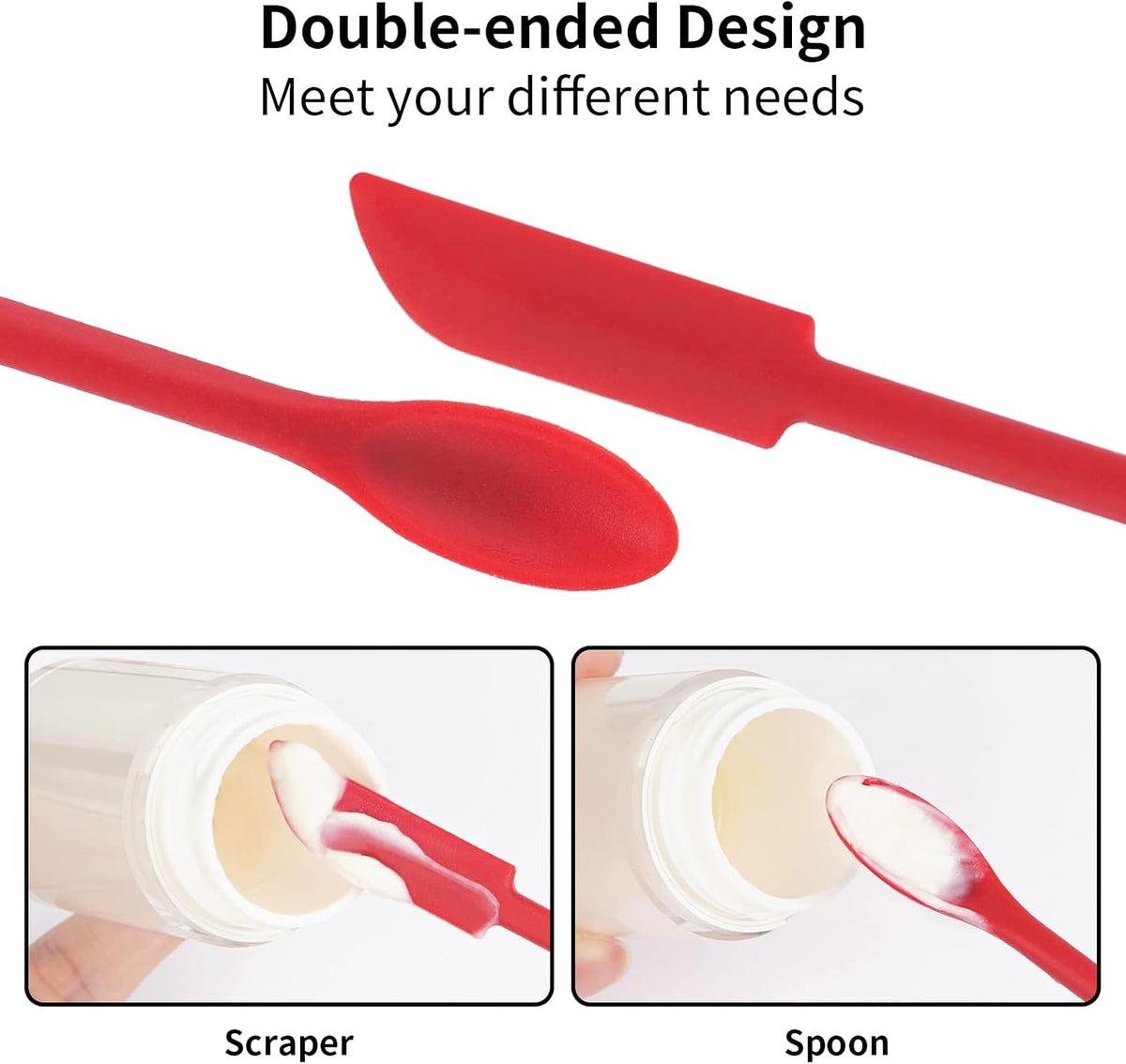 Cuttte 2pcs Mini Makeup Spatula Silicone Skincare Spatula Set for Cosmetic