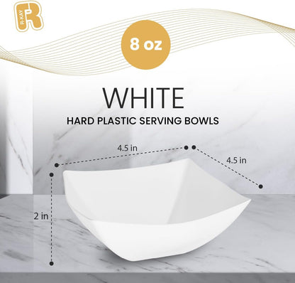 R-kay 6 Pack Square Plastic Serving Bowls - Clear Plastic bowls 16 Oz - Disposable Serving Bowls Heavy Duty For Weddings Catering And Birthday parties