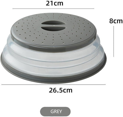 Collapsible Microwave Splatter Cover, Gray, 10.5 inch
