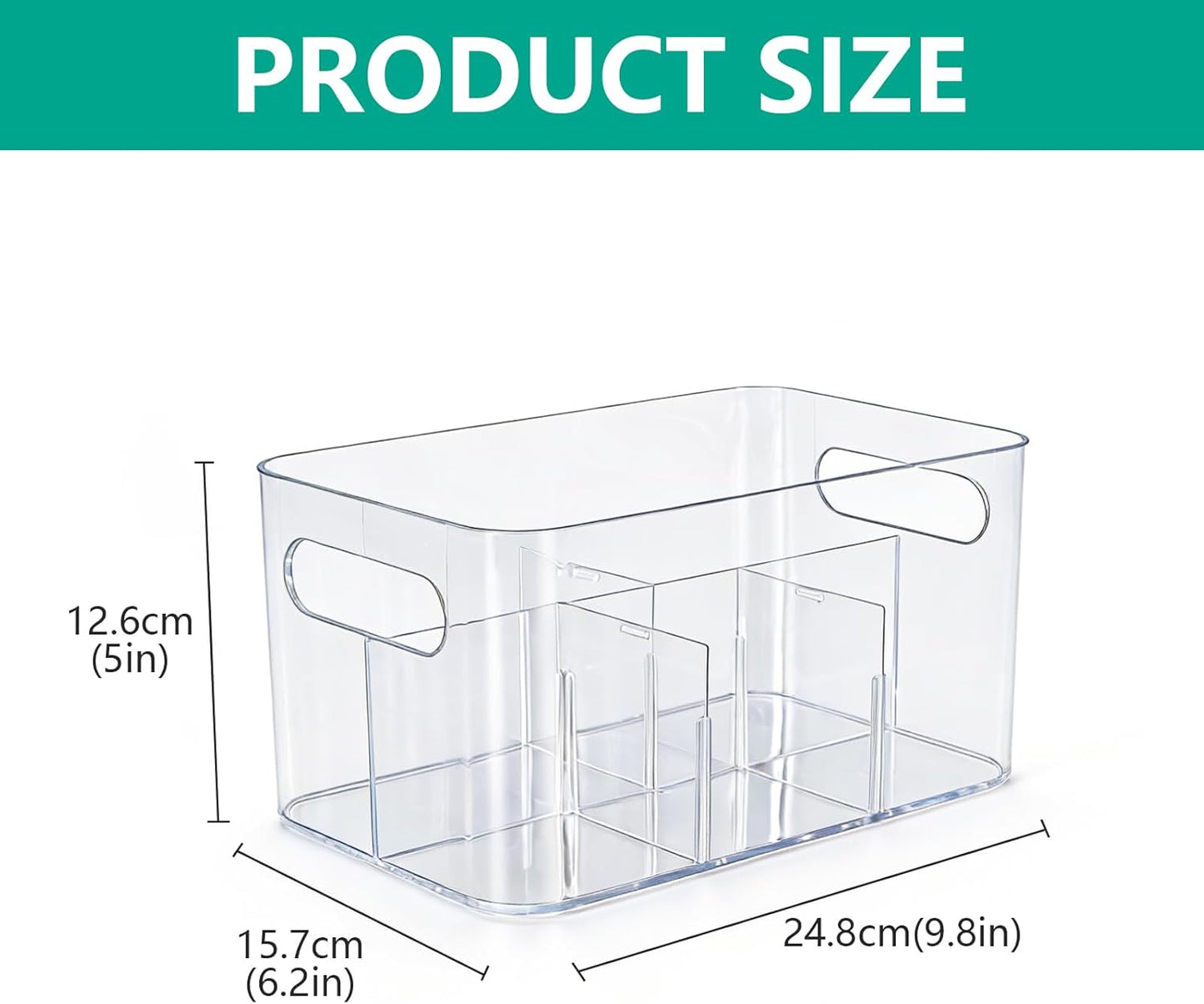Drink Packet Organizer, Powder Packet with handle,Powdered Drink Mix,Acrylic Water Flavor Packet Organization Container with Removable Dividers for Storage Bins for Kitchen, Pantry, Office