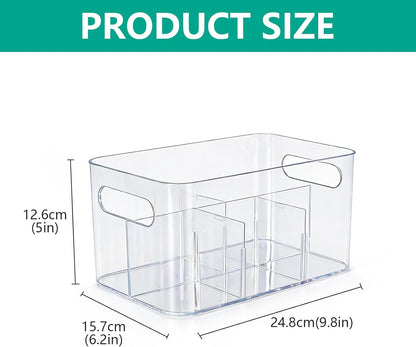 Drink Packet Organizer, Powder Packet with handle,Powdered Drink Mix,Acrylic Water Flavor Packet Organization Container with Removable Dividers for Storage Bins for Kitchen, Pantry, Office