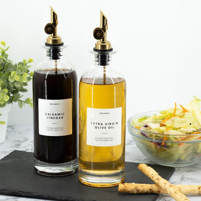 Molimoli - Premium Olive Oil Dispenser Bottles for Kitchen with Pourer - Oil and Vinegar Dispenser Set, Glass Dispenser for Kitchen, Dispenser Bottle of 350ml