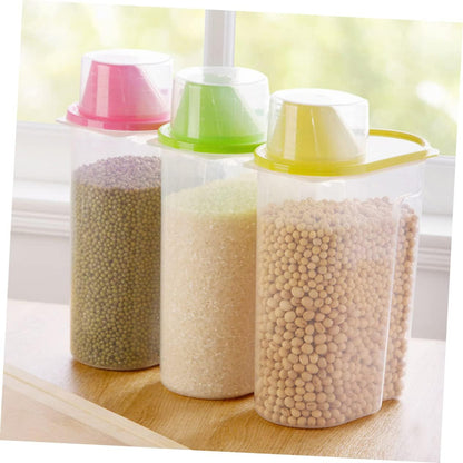 UKCOCO Clear Airtight Food Storage Container with Pour Spout and Measuring Cup Large Green Plastic Cereal Keeper for Rice Grains Beans Nuts Pantry Organization and Dampproof