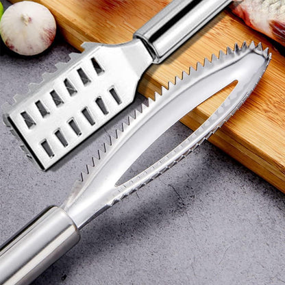 2 Pcs Fish Scaler,Stainless Steel Fish Scaler Remover with Handle Sawtooth Descaler Tool Kitchen Tool for Family Kitchen, Seafood Markets