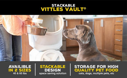Vittles Vault Traditional Pet Food Storage Container For Dog Kibbles/Bird Seed/Oatmeal/Rice/Flour/Cereal, BPA Free Plastic, Sealed Airtight For Cat Food, Up To 30 lb, Made in USA, With Scoop, Gray