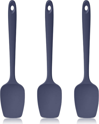 600ºF Heat Resistant Spatulas, High Heat Food Safe Semless Kitchen Silicone Scraper Set for Cooking Baking Mixing Scraping Stirring Nonstick Cookware Pan Bowl (4Pcs,Aqua Sky)