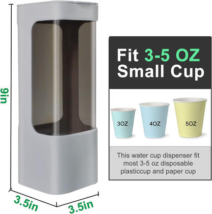 Cup Dispenser, Wall Mounted Water Cooler Cup Dispenser for 3oz-5oz Disposable Cups, Bathroom Cup Holder, Plastic Paper Cup Dispenser with Adhesive/Screw Mount for Office, Hospital, Bathroom