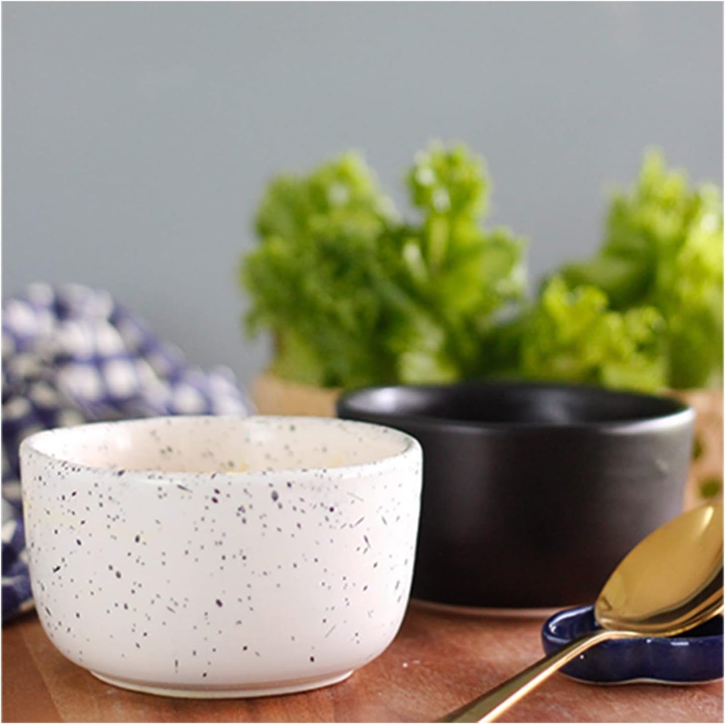 roro Ceramic Stoneware Mini Pinch Bowls Set of 6, Hand-Molded Artisanal Glossy Speckled White, Salt Pepper Spices and Seasoning - Cute and Elegant Kitchen Addition