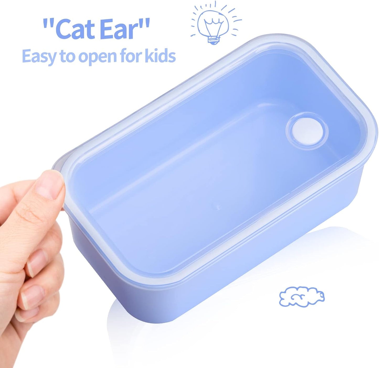 Genteen Bento Box for Kids, Kids Lunch Box with 3 Removable Compartments, Toddler Baby Lunch Box for Daycare, School, Leak-proof Lunch Snack Portion Container, Ideal Portion Size for Ages 3 to 7- Blue
