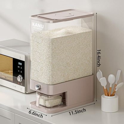 Rice Dispenser 22 Lbs,Sealed Rice Storage Container with Measuring Cup Moisture Proof,Large Cereal Dispenser Dry Food Storage Container Bins for Grains,Flour,Corn,Pet Food