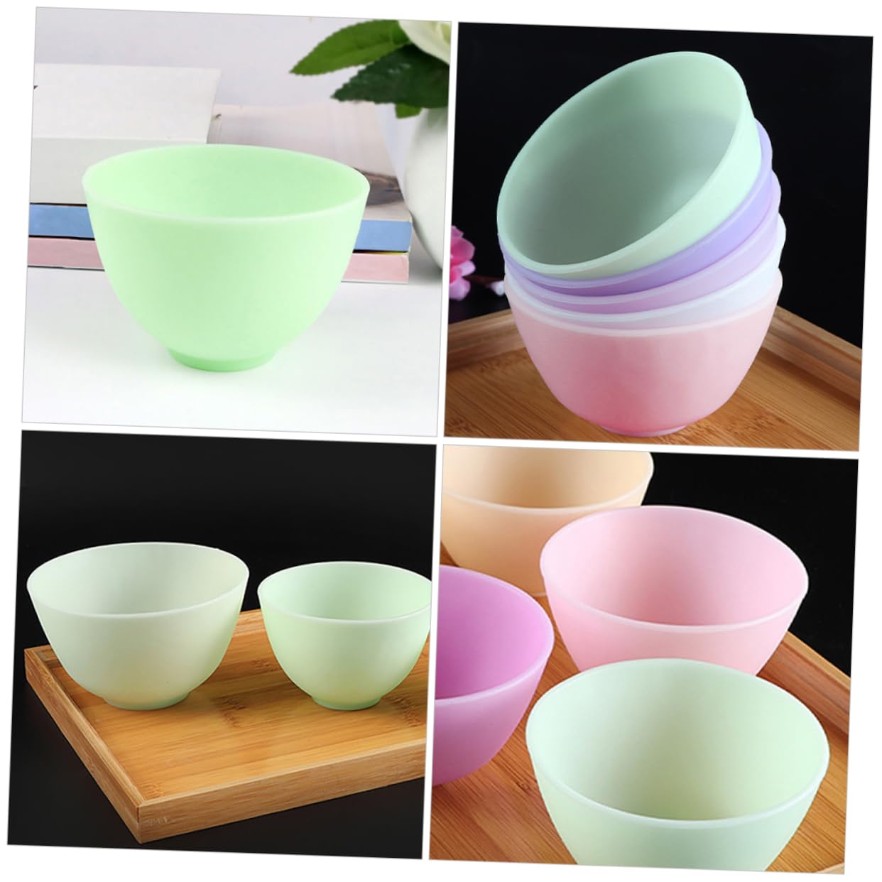 Didiseaon Silicone Mask Mixing Bowl Set 5pcs Facial Mask Mixing Bowl Spa Supplies Non-slip Easy to Clean