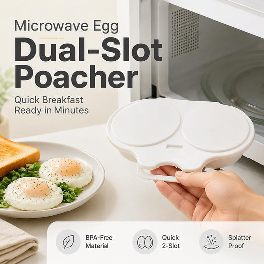 Dual Cavity Microwave Egg Poacher, Two Egg Cooker with & Handle
