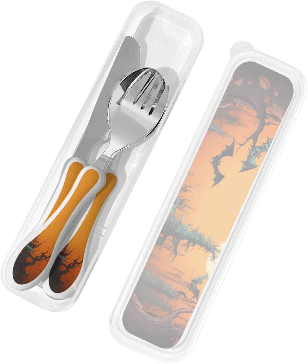 3-Piece Kids Silverware Set With Storage Case, Stainless Steel Reusable Children Safe Knife Spoon Fork Set Insects Love Children Flatware Set For Kids Lunch Box