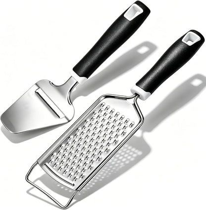 2 Pack Stainless Steel Cheese Zester Grater & Cheese Plane Spatula Handheld