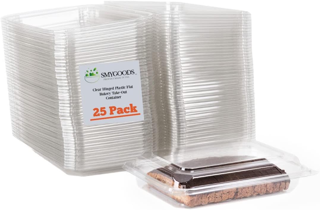 Smygoods Plastic Clamshell Food Containers, (Pack of 50-8x8x3 3/8) 3-Compartment, to go Containers, Hinged Food Container
