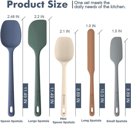 ChefAide Silicone Spatulas Set, Heat Resistant Rubber Spatula
