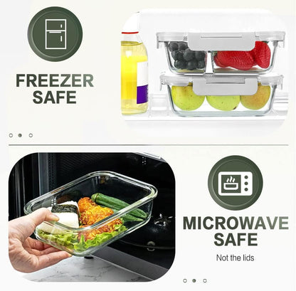 KOMUEE 10 Packs 30 oz Glass Meal Prep Containers,Glass Food Storage Containers with Lids,Airtight Lunch Bento Boxes,Microwave,Freezer and Dishwasher,Gray