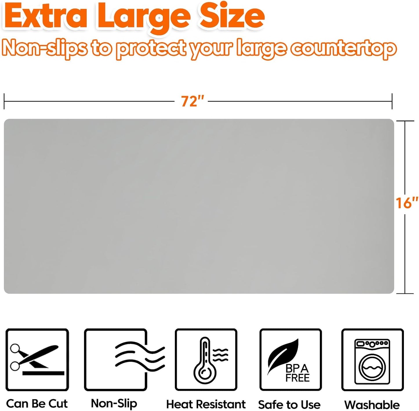 Extra Large Silicone Mat, 84”x24” Heat Resistant Mats for Countertop, Cuttable Waterproof Kitchen Counter Mat, Multipurpose Countertop Protector Mat, Silicone Mats for Kitchen Counter (Translucent)
