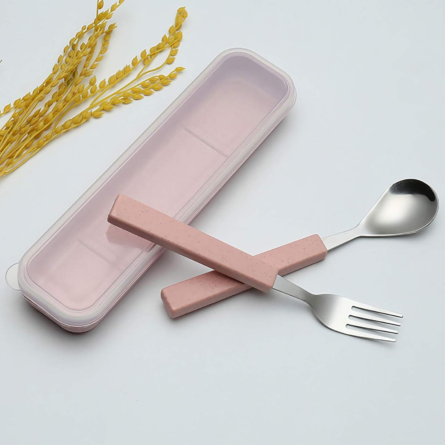 VANRA 2-Piece Children Flatware Set 18/10 Stainless Steel Child Tableware Set Silver Cutlery Set Silverware Dinner Utensils Spoon Fork Set with Travel Case for Kids (Chrome Finished) (Blue)