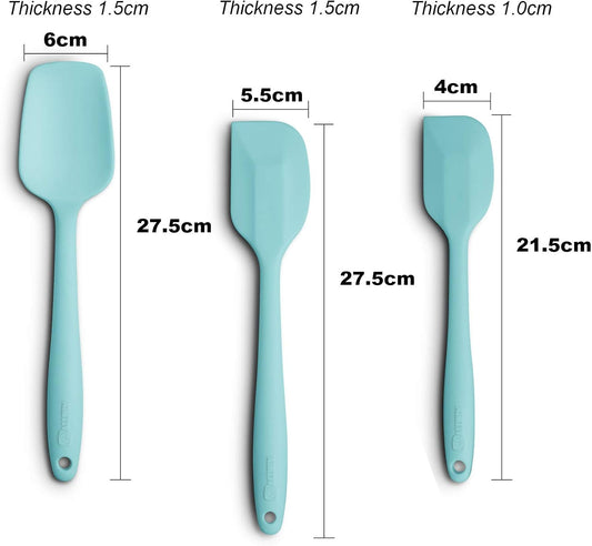 Silicone Spatula 3-piece Set, Ergonomic Handle High Heat-Resistant Spatulas, Non-stick Rubber Spatulas with Stainless Steel Core, Black