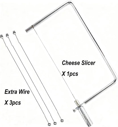 Cheese Slicer Accessories Kitchen Marble Board Cheese Cutter Stainless Steel Components Ideal Making Giftable Cheese Cutting Boards with The Cheese Slicer Kit (4CheesS slicer 12Extra Wires,6inch)