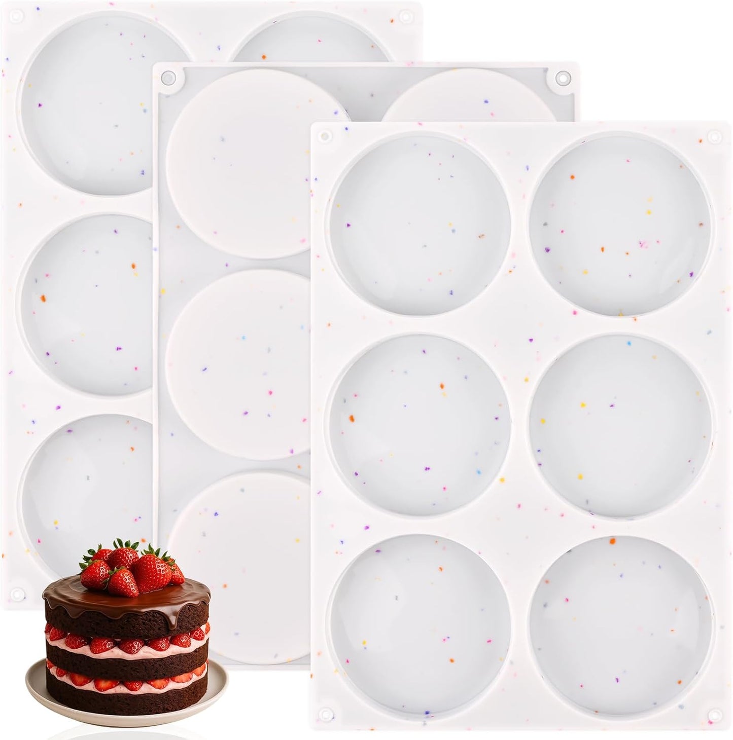 HUAKENER 2 Pcs Mini Fluted Cake Pan, 6-Cavity Fluted Cake Mold, Non-stick Silicone Baking Mold for Cupcakes, Donuts, Cornbread, Brownies, Jellies