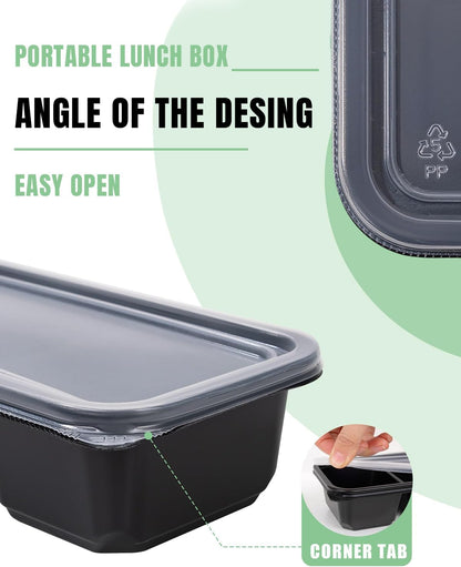 WDF 50 Pack Small Meal Prep Containers 3 Compartments with Lids - Disposable Snack Box Container - Disposable Bento Boxes - Reusable Travel Lunch Boxes for New Year/Office/Picnic/Microwave Safe