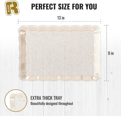 6 Pack Clear Plastic Serving Trays for Party, 9 x 13 Inch - Heavy Duty Plastic Trays for Food - Rectangular Party Serving Trays and Platters - Clear Disposable Trays