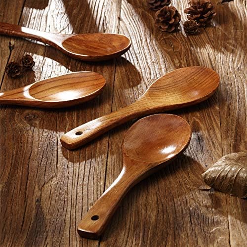 Patelai 9 Inch Wooden Rice Serving Spoons with Long Handle
