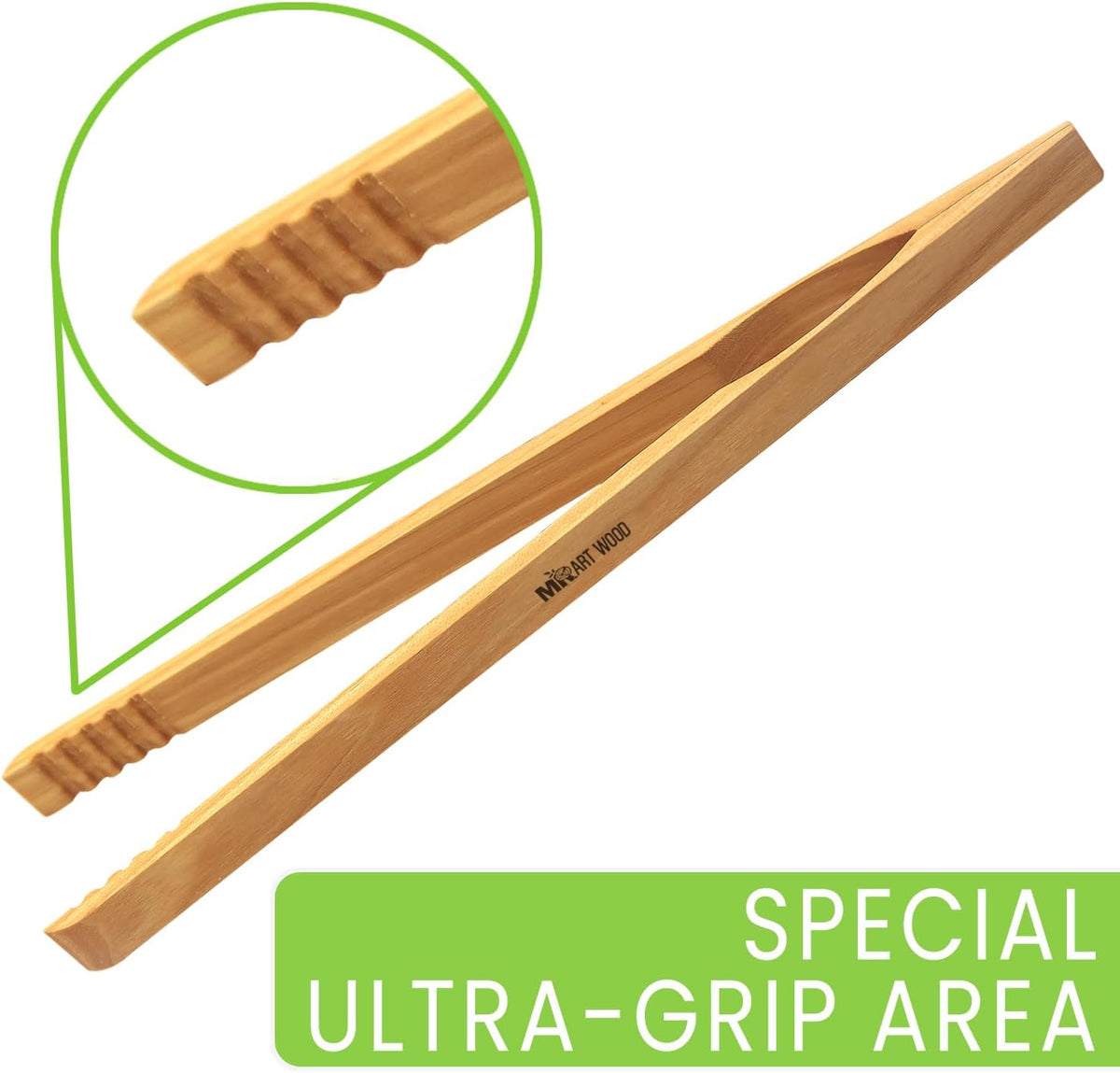 Wooden Tongs for Cooking – Set of 4 | Toaster Tongs & Salad Tongs | 10 Inch Wood Kitchen Tongs for Serving Food, Charcuterie & BBQ | Dark Hardwood | Heat Resistant