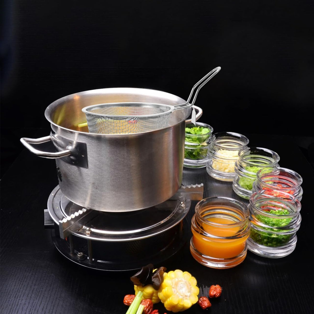 Toyvian Stainless Steel Hot Pot Basket 2 pcs Fine Mesh Strainer for Noodles Pasta Dumplings Boiling Blanching Home Kitchen and Restaurant Use